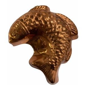 Vintage Tagus Copper Kitchen Baking Jell-O Mold Tin Curved Fish Wall Art Decor